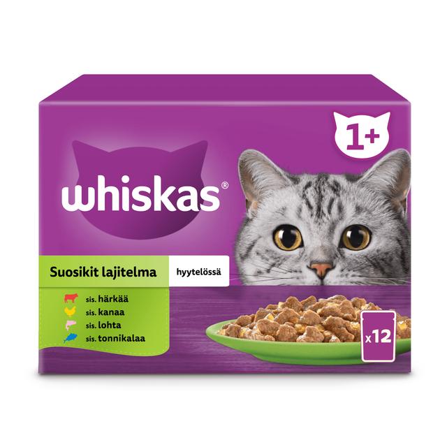 Whiskas 1+ Suosikit Lajitelma hyytelössä (12 x 85 g)