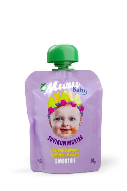 Muru Baby  Suvikuningatar  Smoothie 4 kk päärynä-vadelma-mustikka-banaani 90 g