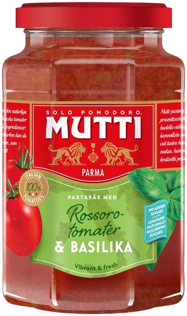 Mutti pastakastike Rossoro-tomaateilla ja basilikalla 400g