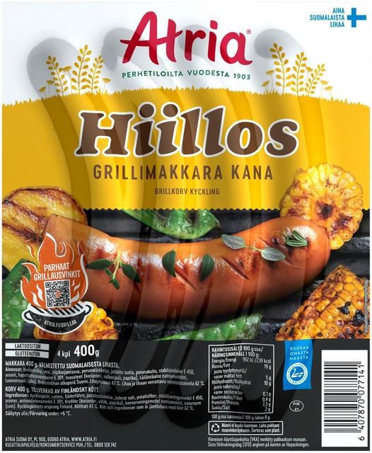 Atria Hiillos Grillimakkara Kana 400g