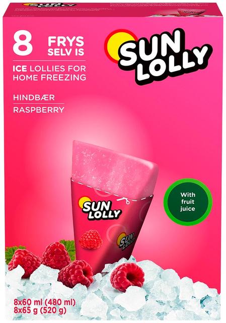 Sun Lolly 8x60ml/65g Pakasta itse mehujää Vadelma