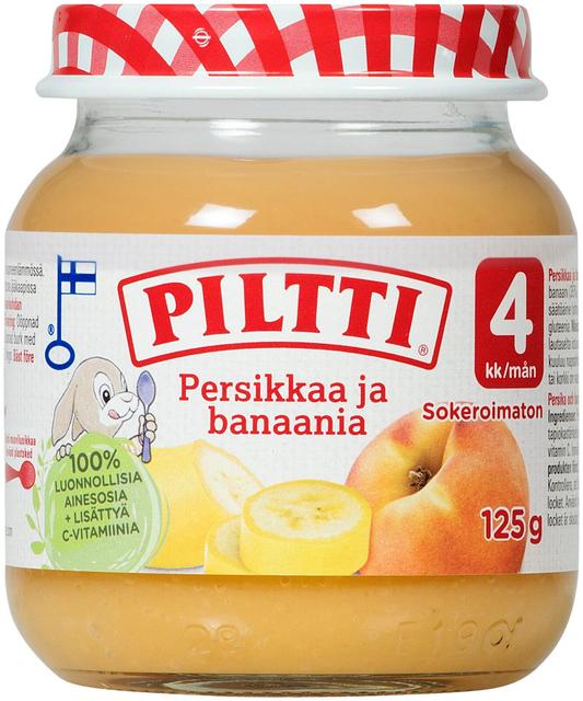 Piltti 125g Persikkaa ja banaania hedelmäsose 4kk