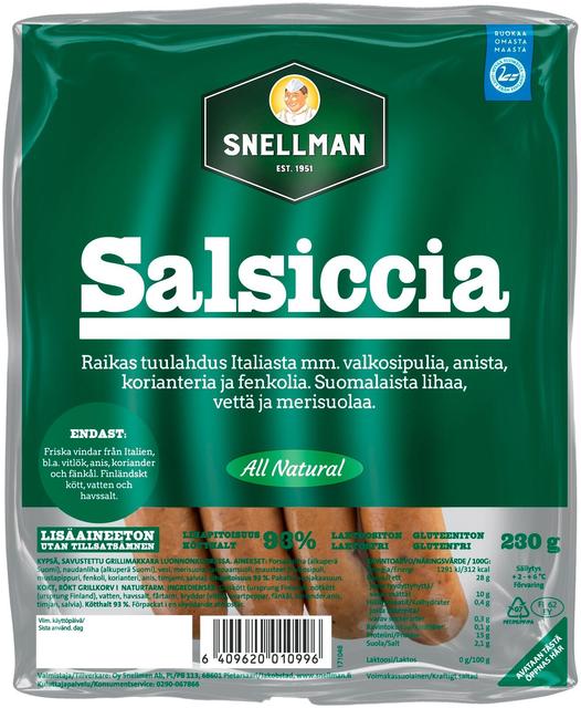 Snellman All Natural Salsiccia ruokamakkara 230g