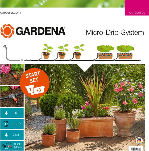 Gardena Micro-Drip-kastelusarja M ruukuille 7 ruukulle, 3 laatikolle