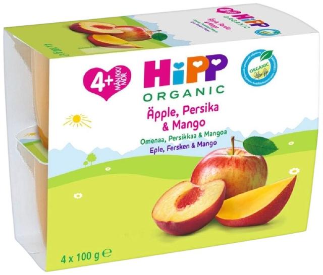 HiPP Luomu 4x100g Fruit Break Omenaa, Persikkaa & Mangoa 4kk