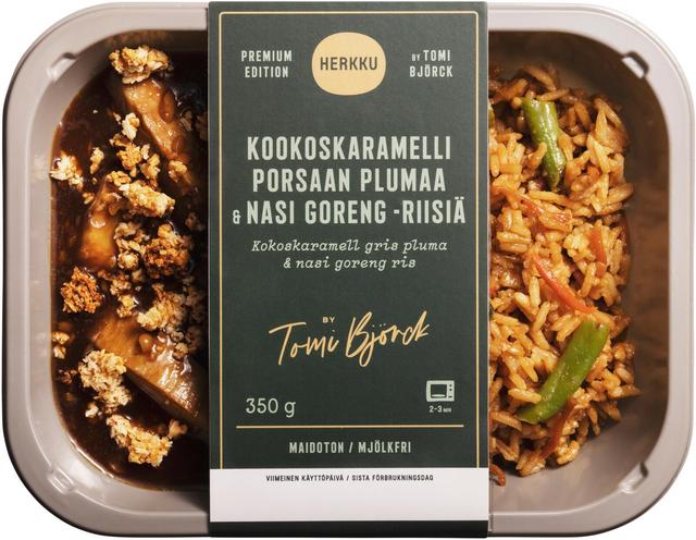 Herkku Kookoskaramelli porsaan plumaa & nasi goreng -riisiä 350g