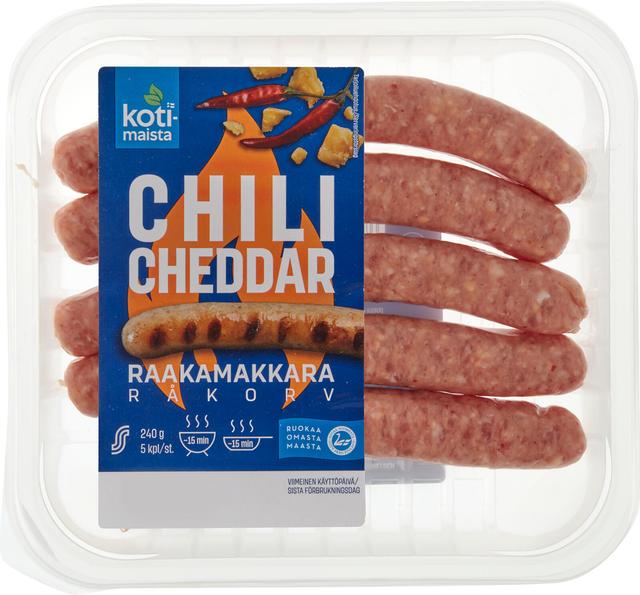 Kotimaista chili-cheddar raakamakkara 240 g