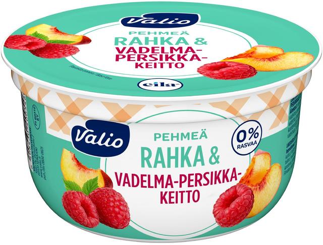 Valio pehmeä rahka & vadelma-persikkakeitto 150 g laktoositon