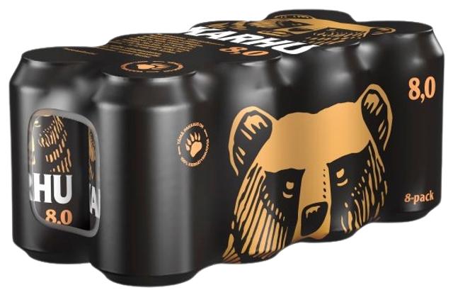 8-pack Karhu Lager olut 8,0% tölkki 0,33 L