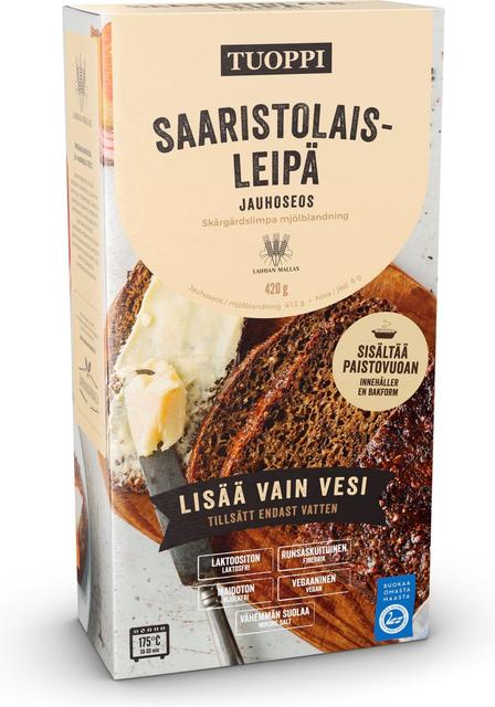 Tuoppi Saaristolaisleipä jauhoseos, laktoositon, maidoton, runsaskuituinen, vegaaninen 420g