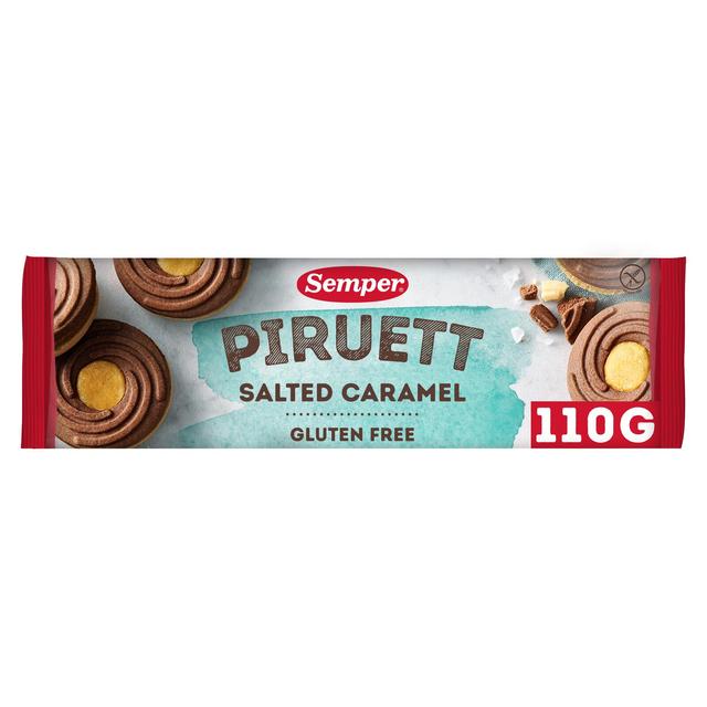 Semper Gluteeniton Piruett Salted Caramel flavour, Suolakaramellinmakuinen täytekeksi 110g