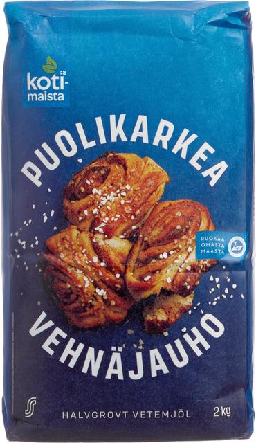 Kotimaista puolikarkea vehnäjauho 2 kg