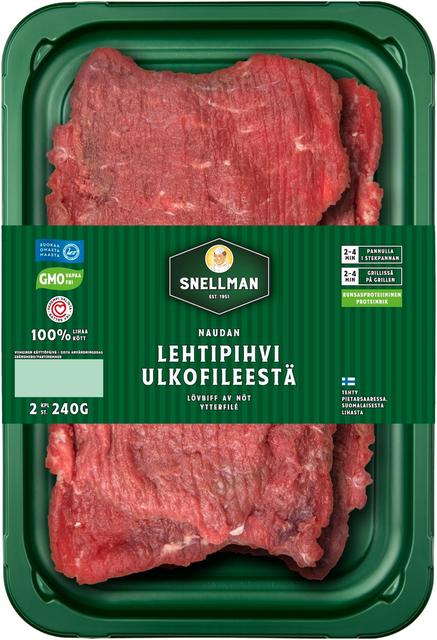 Snellman Naudan lehtipihvi ulkofileestä 2 kpl 240g