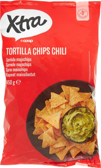 Xtra tortilla chips chili maissilastut 450 g