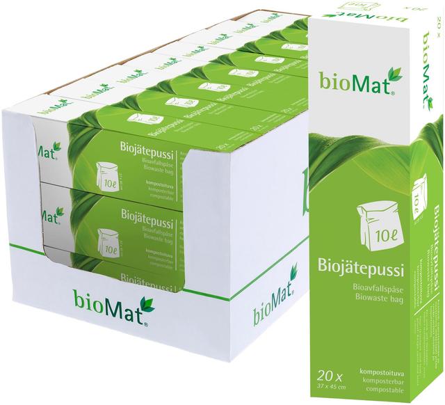 10L bioMat® OK Compost HOME sertifioitu biopussi 20kpl 370x450mm