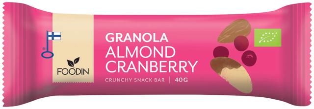 Foodin Granola bar Almond Cranberry, luomu, 40g