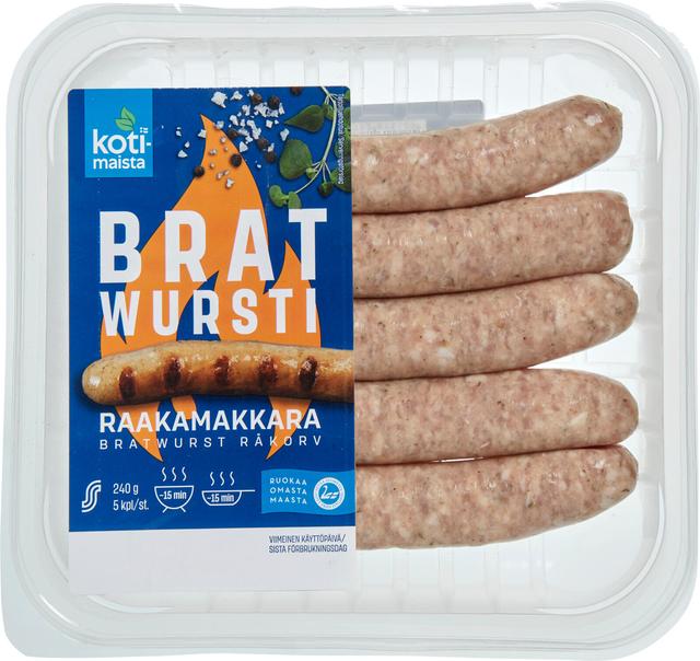 Kotimaista Bratwursti raakamakkara 240g