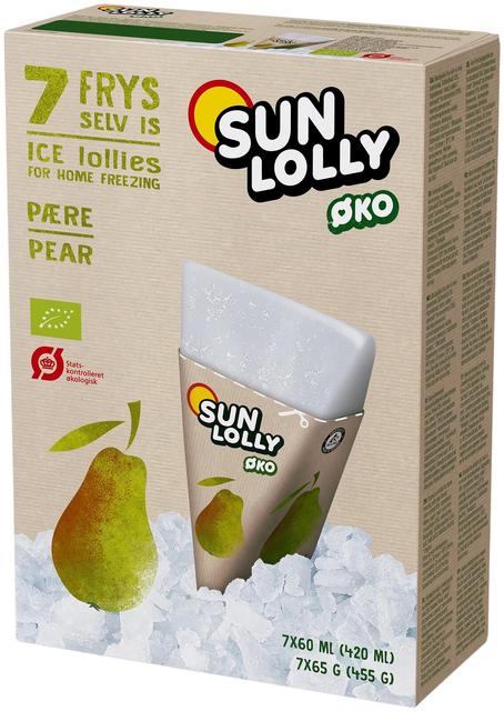 Sun Lolly 7x60ml/65g Luomu Pakasta itse mehujää Päärynä