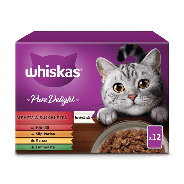 Whiskas 1+ Pure Delight meheviä suikaleita hyytelössä (12 x 85 g)