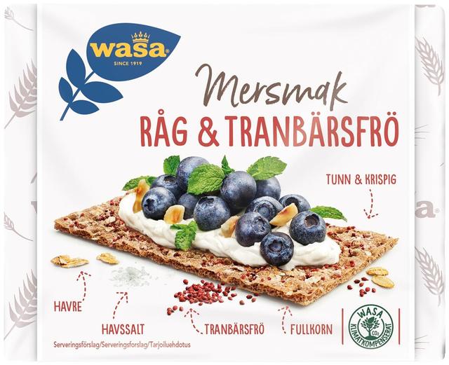 Wasa Mersmak Ruis & Karpalonsiemen näkkileipä 245g