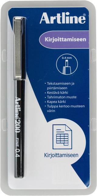 Artline kuitukynä 200 0,4mm musta