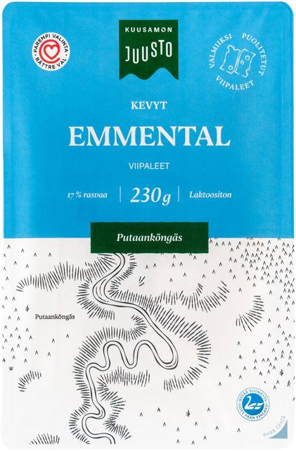 Kuusamon Juusto kevyt Emmentalviipale 230 g