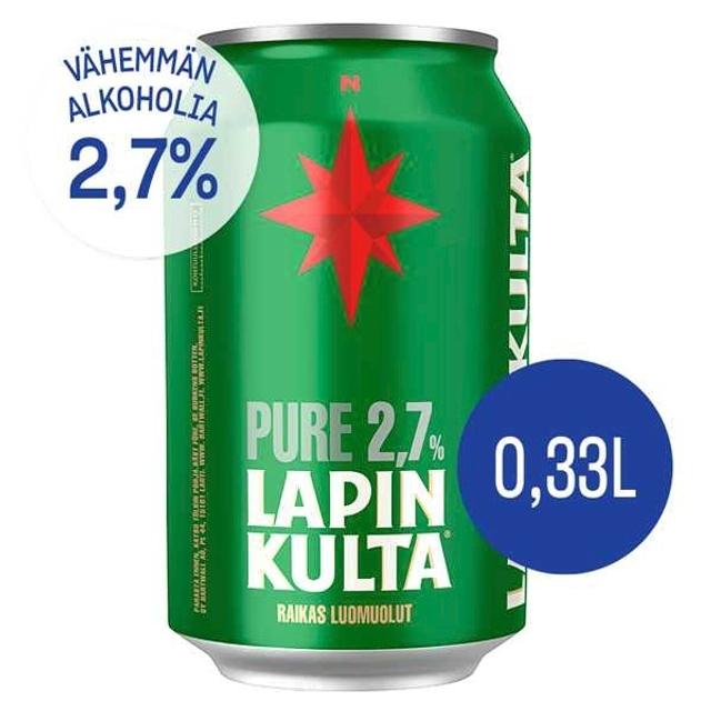 Lapin Kulta Pure gluteeniton luomuolut 2,7% 0,33 l