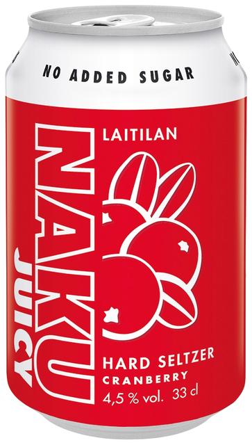 Laitilan Naku Juicy Cranberry 4,5% 0,33L hard seltzer