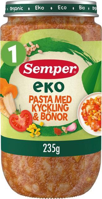 Semper EKO Pastaa, kanaa & papuja 1v luomu lastenateria 235g