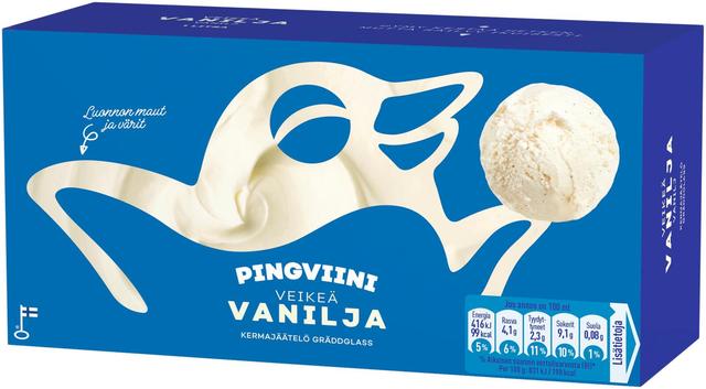 Pingviini Vanilja kermajäätelö kotipakkaus 1L/495g