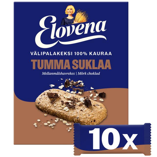 Elovena 10x30g tumma suklaa täysjyvä välipalakeksi 100% kauraa