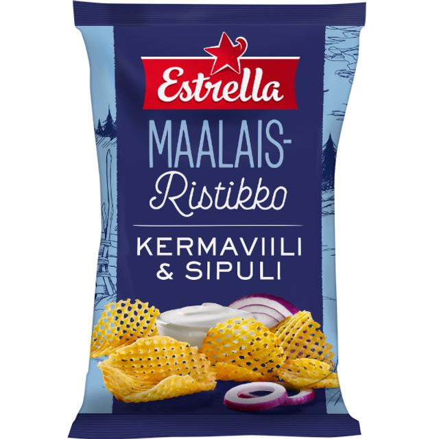 Estrella Maalaisristikkosipsi Kermaviili & sipuli 160g