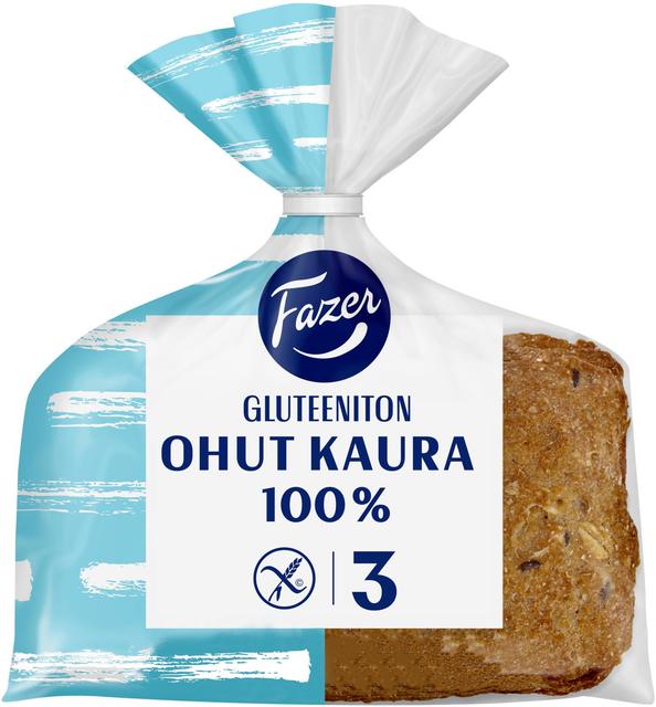 Fazer Gluteeniton Ohut Kaura100% 3kpl 180g, kauraleipä