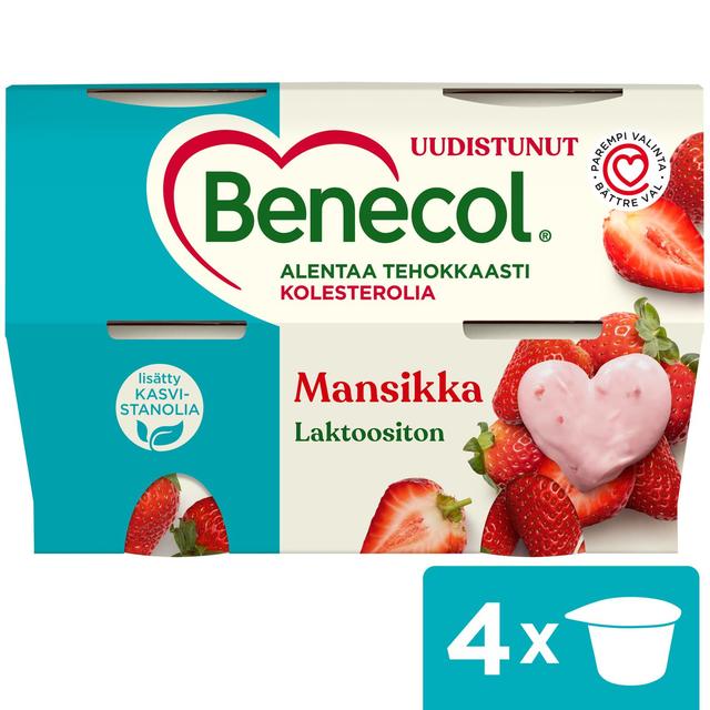 Benecol 4x115g mansikkajogurtti