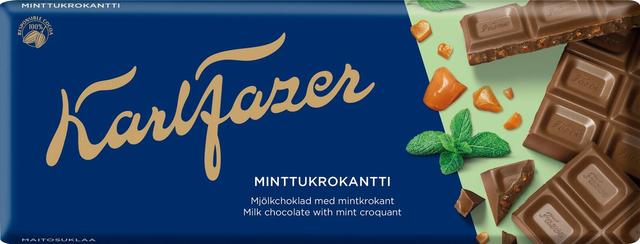 Karl Fazer Minttukrokantti suklaalevy 180g