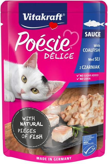 Vitakraft Poésie® Délice Kissan märkäruoka, seitiä kastikkeessa 85g