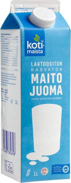 Kotimaista laktoositon 1 L rasvaton maitojuoma