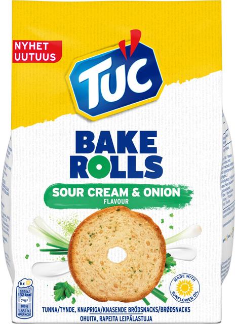 TUC  Bake Rolls Sour Cream & Onion leipälastut 150g