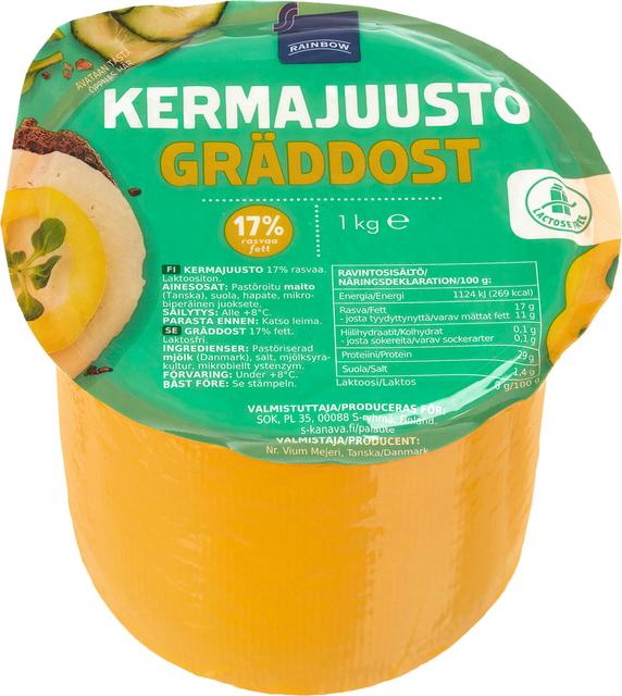 Rainbow 1kg 17% kevyt kermajuusto