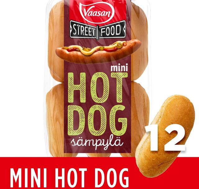 Vaasan Street Food Mini Hot Dog bun Classic  324g 12 kpl