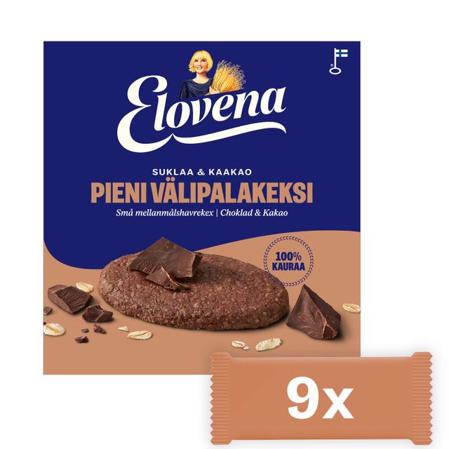 Elovena 9x18g suklaa&kaakao pieni välipalakeksi 100% kauraa