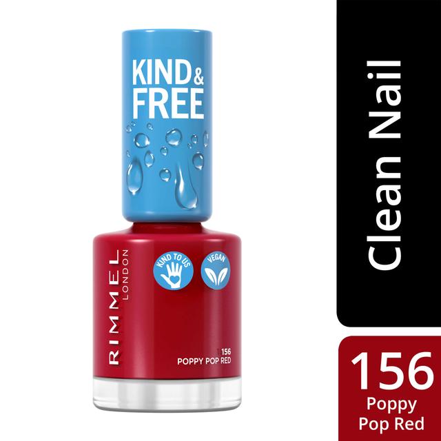 Rimmel Kind & Free Clean Nail Polish 8ml, 156 Poppy Pop Red kynsilakka