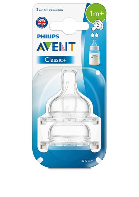 Philips Avent Classic Pullotutti 2 reikää hidas virtaus, 2kpl, 1kk+