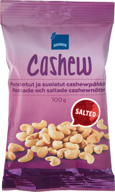 Rainbow 100g suolatut cashewpähkinät