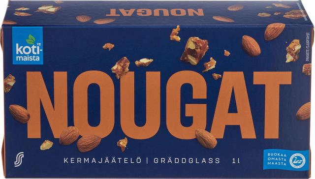 Kotimaista kermajäätelö kotipakkaus Nougat 1L/500g