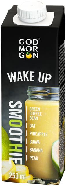 God Morgon Wake Up smoothie vihreä kahvipapu-kaura-ananas-guava-banaani-päärynä 250 ml