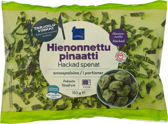 Rainbow hienonnettu pinaatti 150g pakaste