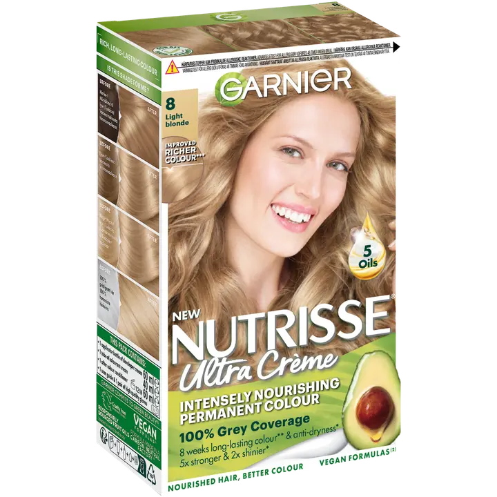 Garnier Nutrisse Ultra Creme 8.0 Light Blonde Luonnonvaalea kestoväri  1kpl