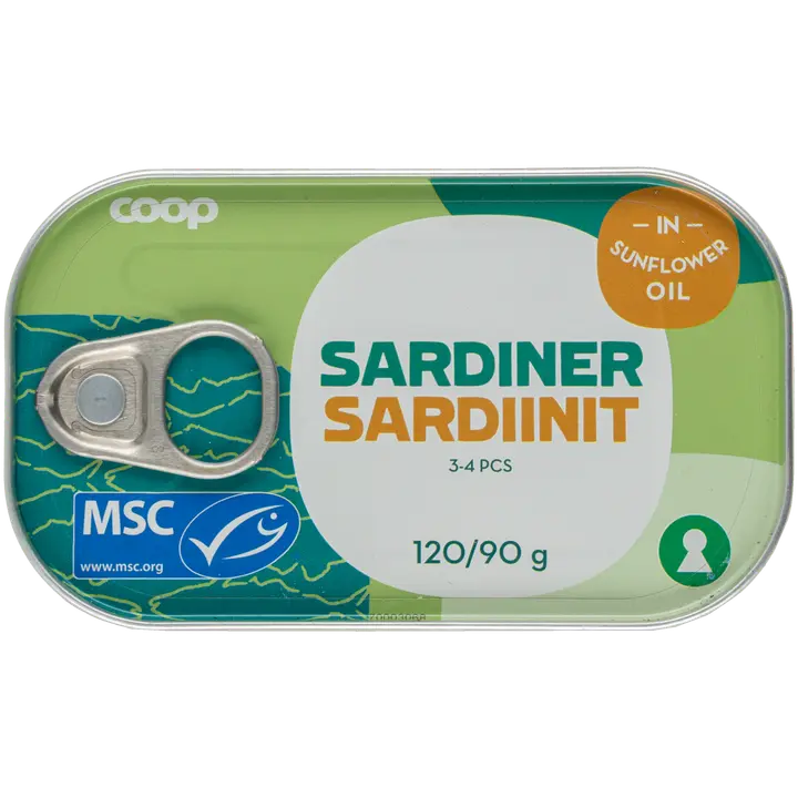 Coop sardiinit auringonkukkaöljyssä MSC 120/90 g