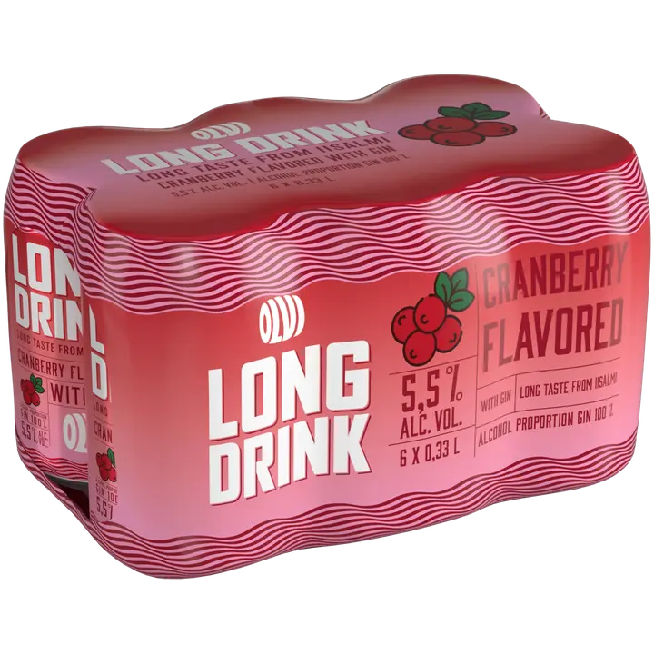 6xOLVI Long drink Cranberry with gin 5,5 % 0,33 l tlk